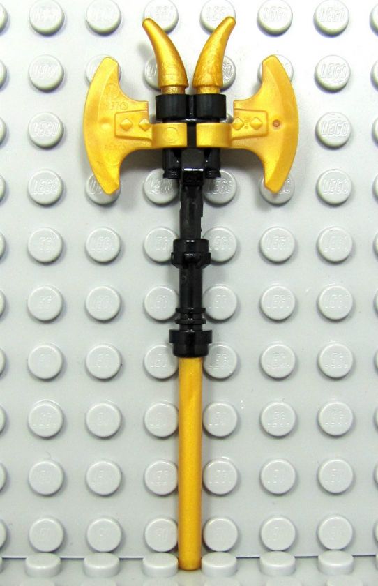 NEW Lego Ninjago Ninja GOLD CEREMONIAL STAFF Axe Blades & Spikes 