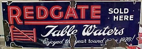 REDGATE TABLE WATER SOLD HERE PORCELAIN SIGN  