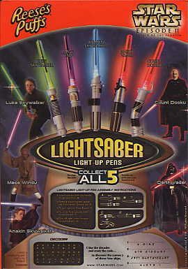 GENERAL MILLS STAR WARS MASTER REPLICA LIGHTSABER PEN 5 COMPLETE THE 