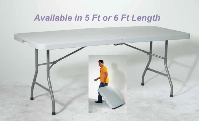 Foot Resin Indoor Outdoor Folding Table with WHEELS  