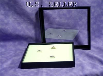 WHITE 36 RING CLEAR TOP JEWELRY DISPLAY CASE BOX  