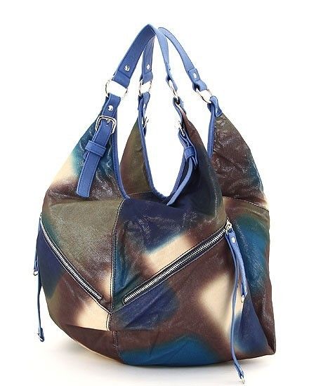 BLUE FRONT ZIPPER ACCENT HOBO BAG WESTERN PURSE HANDBAG  