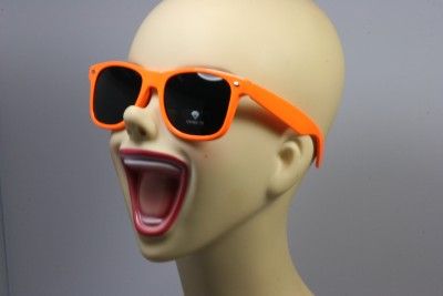 New Large ORANGE Wayfarer SUNGLASSES RETRO Dark Lens  