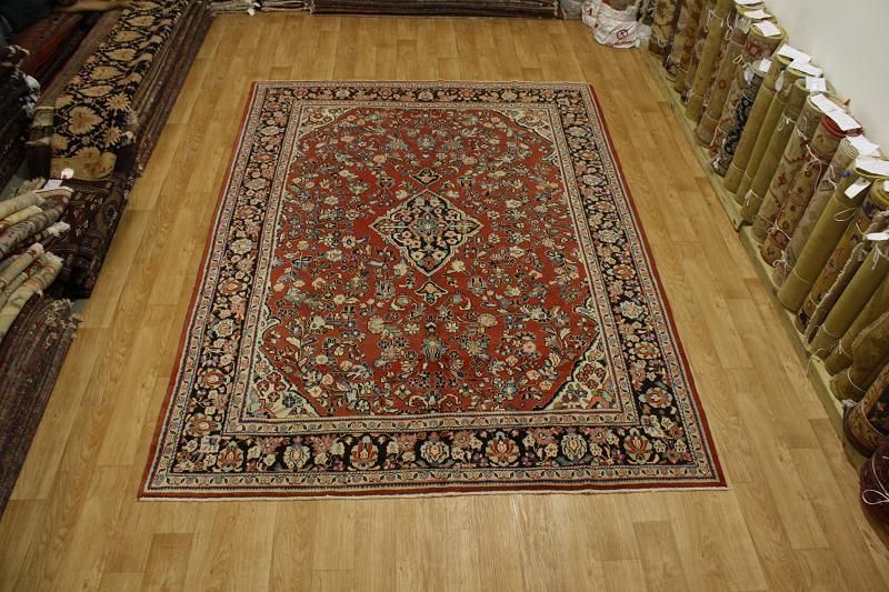 SEMI ANTIQUE FLORAL RUST 9X12 MAHAL PERSIAN ORIENTAL AREA RUG WOOL 