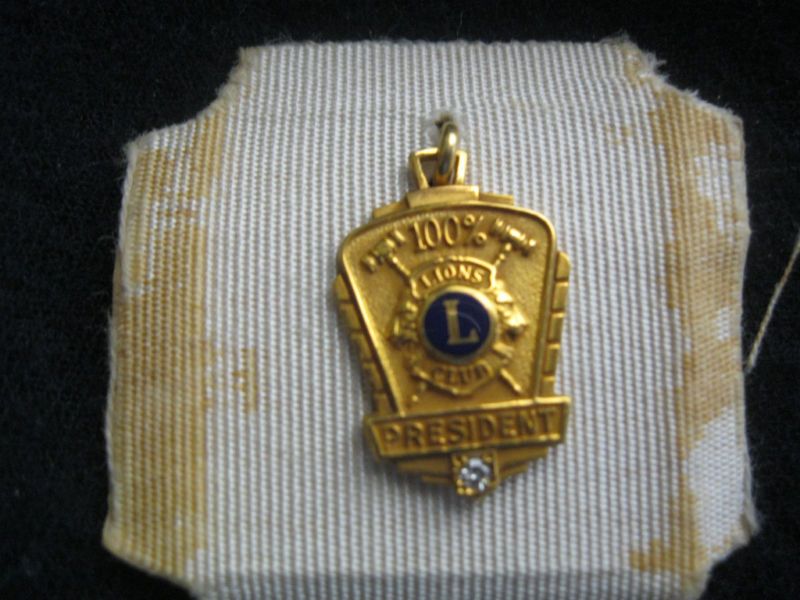 Lions Club 100% President Pendant 10k GF w Diamond ?  