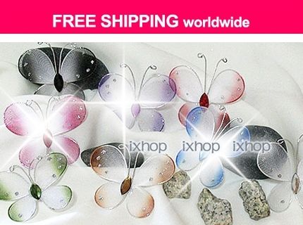 From $3.80) 10 /20 / 50 pcs 2 Glitter Butterfly Nylon (11 Color U 