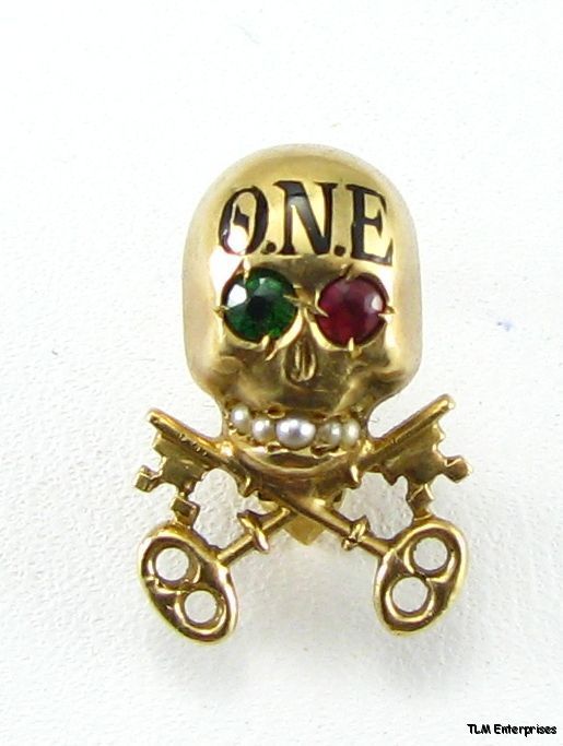 THETA NU EPSILON   14k Gold SKULL Secret fraternity PIN  