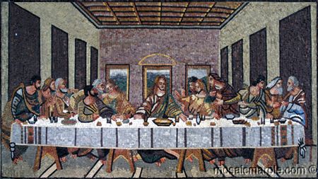 LAST SUPPER MOSAIC MARBLE MURAL INLAY ART TILE NR  