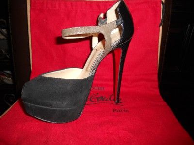 Christian Louboutin No. 299 150 Suede Leather Platform Peep Toe Pumps 