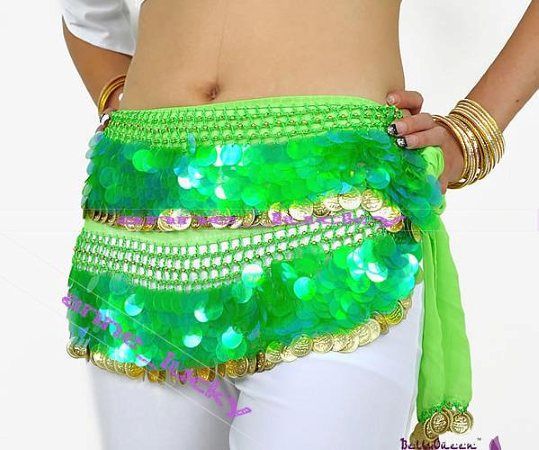 New Belly Dance Costume Hip Scarf Belt Sequins&Golden 220pcs Coins 11 