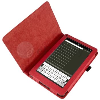 For Kindle Fire Premium Red Slim Flip Stand Folio Leather Case Cover 
