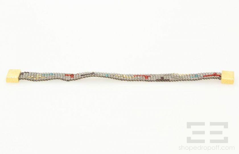 Alexis Bittar Grey And Red Beaded Magnetic Closure Bracelet  