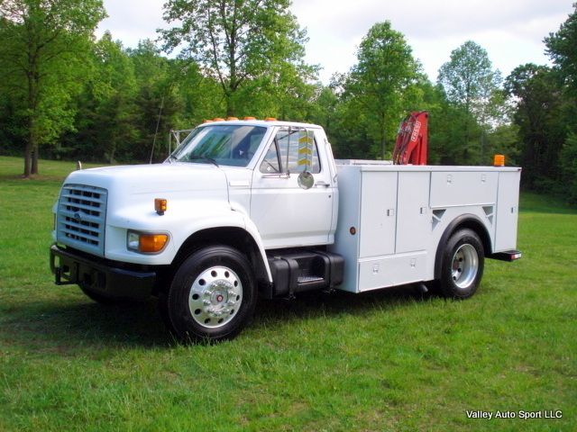 Ford F800 Utility Service Body, Crane, Allison Auto w/ PTO 105k 