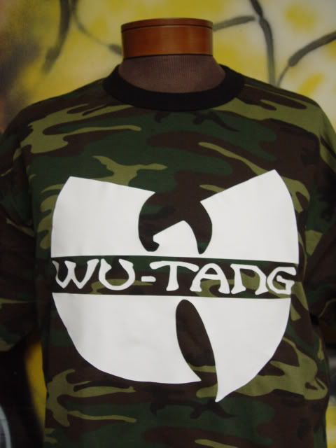   TANG LOGO MENS CAMO CAMOUFLAGE GREEN T SHIRT WHITE DESIGN NEW HIP HOP