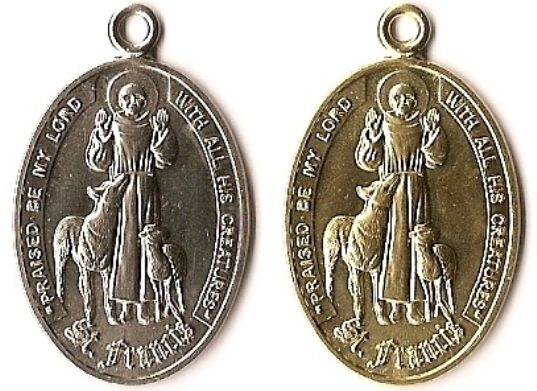 Small Brass or Silver Saint Francis Pet ID Dog Cat Tag  