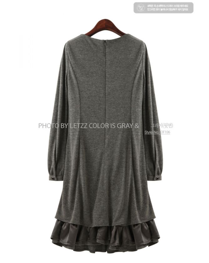 Korean Brand Round Neck Flounce Comfort Cocktail Dress /XS S M L 