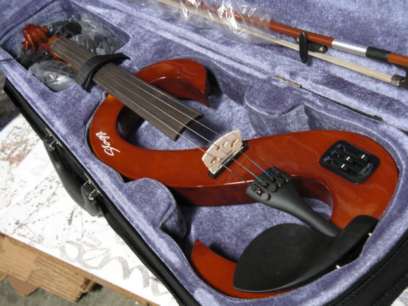 STAGG EVN4/4 VBR Electric Violin Headphones, Case Violin Brown New 