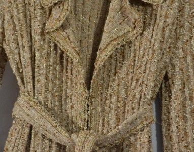 New Chanel Fantasy Tweed Sweater Jacket Gold Braided Trim sz 50 Cotton 