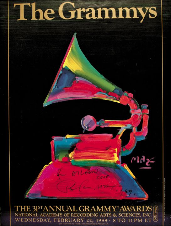 PETER MAX, Signed 1989 Grammy Awards Poster  