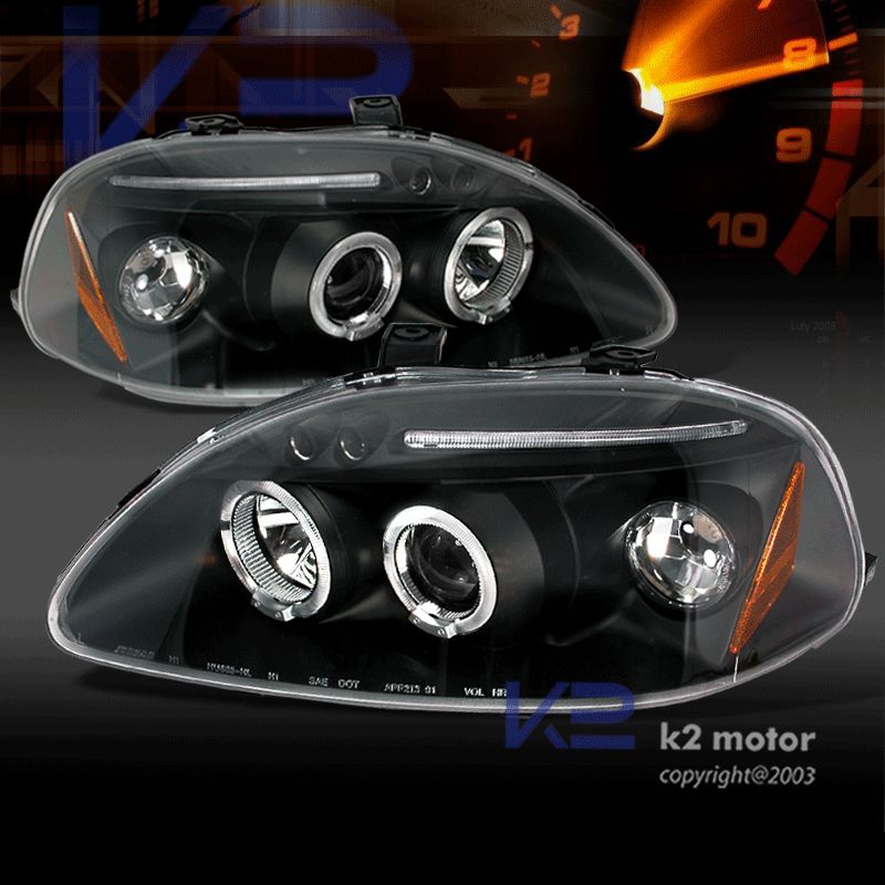 96 98 HONDA CIVIC LED JDM BLACK PROJECTOR HEADLIGHTS  