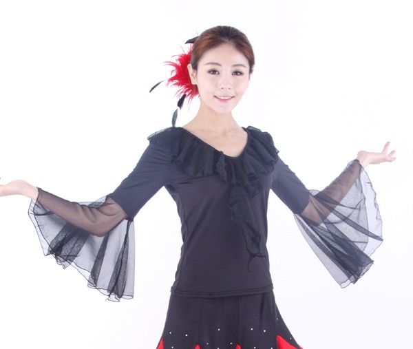 New Women Top for Latin Ballroom Dance #T055 Black  