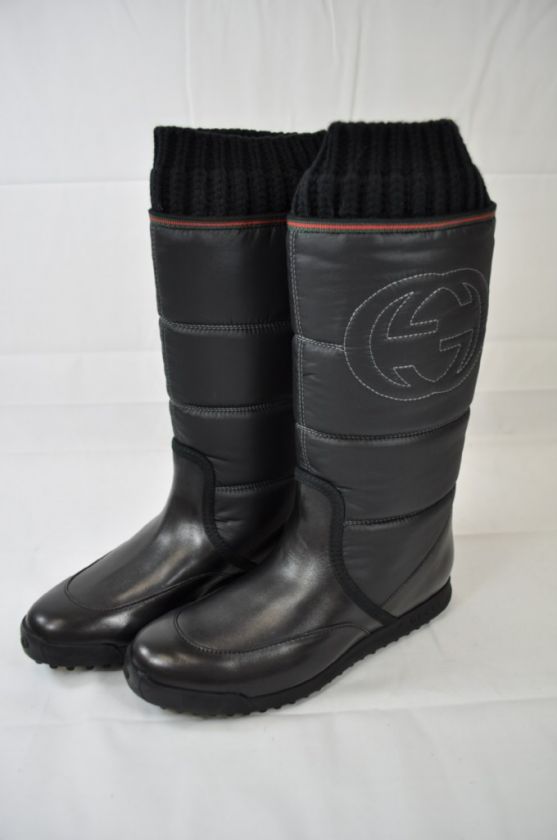 GUCCI BLACK DOWN SNOW BOOT SZ 35 / 5 $640 (GG218)  