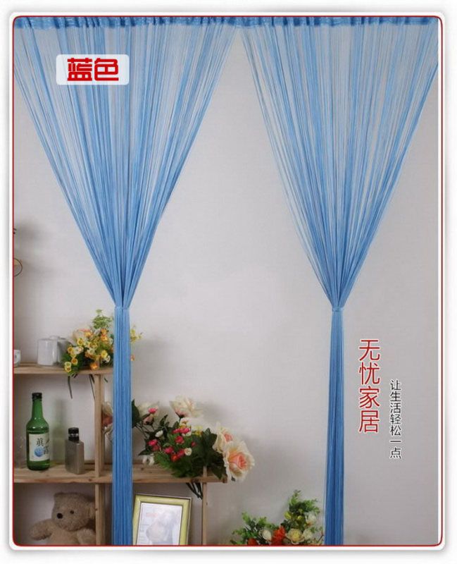 Romantic Curtain Drape Door Panel Blue Line WX1906  