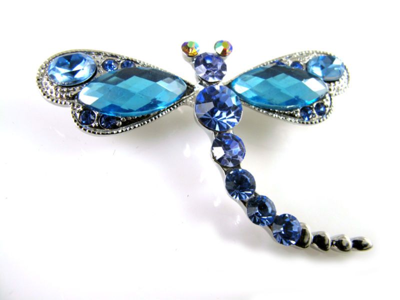 DRAGONFLY PIN BROOCH MADE W SWAROVSKI CRYSTAL NEW  