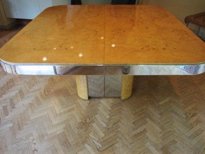 FABULOUS MILO BAUGHMAN BURLED OLIVEWOOD DINING TABLE  