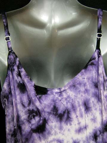 BOHO PEASANT MAXI DRESS PURPLE TIE DYE HANDMADE SPAGHETTI STRAP ONE 