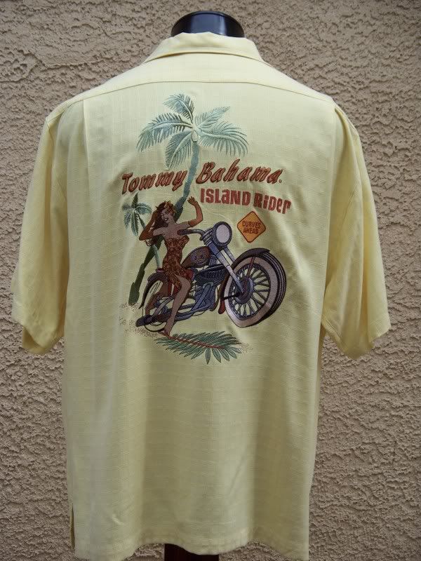   ORIGINAL ISSUE TOMMY BAHAMA ISLAND RIDER EMBROIDERED CAMP SHIRT   L