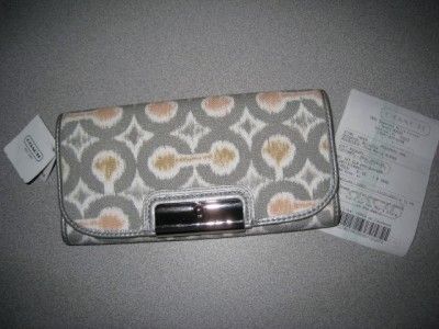 NWT COACH KRISTIN OP ART IKAT SLIM WALLET GRAY 45592  NWT  