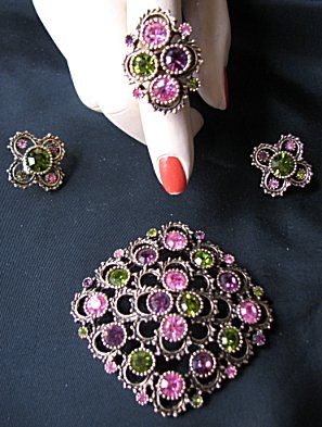 SARAH COVENTRY AUSTRIAN LIGHTS, PIN, EARRING & RING set  