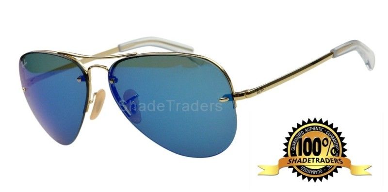   Semi Rimless Aviator GOLD_BLUE MIRROR 3449 001 56 AUTHORISED RETAILER