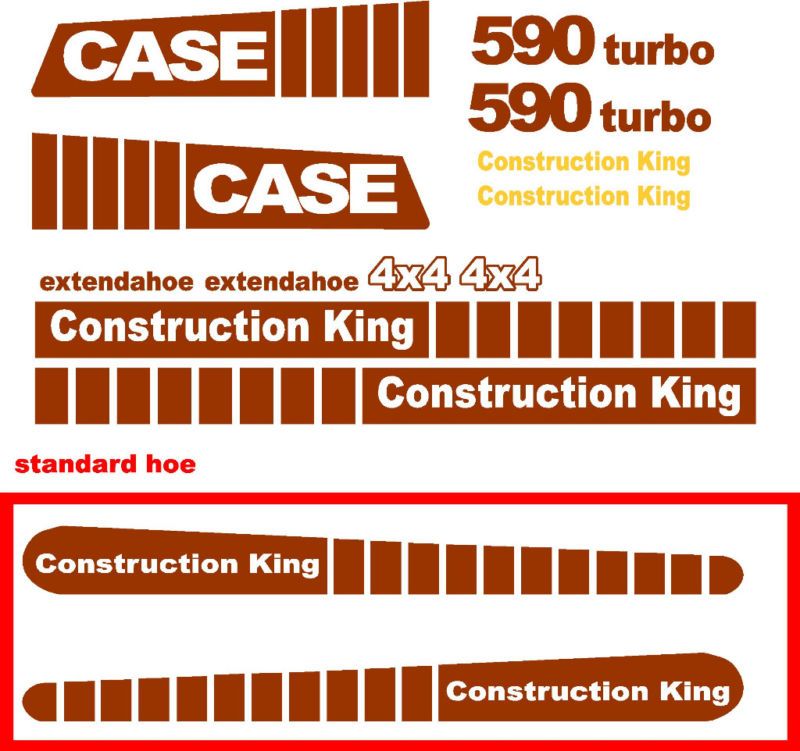 Reproduction CASE 590 Backhoe EXTENDAHOE DECALS KIT  