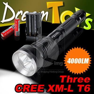 4000Lm 3x CREE XM L XML T6 LED Flashlight Torch +18650+Charger+adapter 