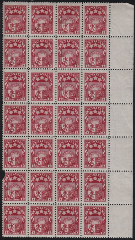 Latvia, 1923, SC 119, MNH, block of 28, some faults. LB108  