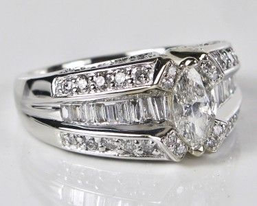 6400 14k White Gold 2.00ctw Genuine F SI1 Marquise Diamond Engagement 