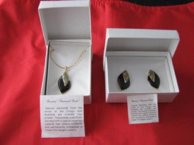 24K Goldplate Enamel Night Song Necklace Earring Set  