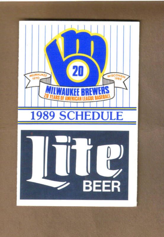 1989 MILWAUKEE BREWERS POCKET SCHEDULE MILLER LITE  