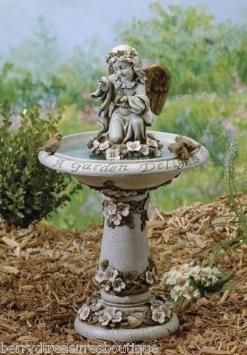 23 ANGELwith BIRDS BIRDBATH Outdoor Garden Statue  