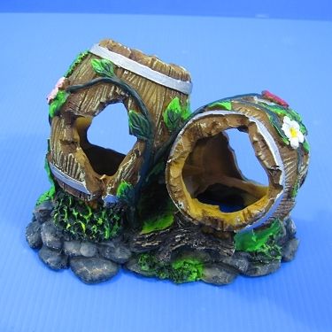 Double Barrel Aquarium Ornament 5.9  Decoration Cave  