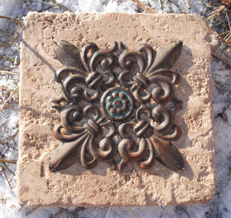 plastic fleur de lis distressed travertine tile mold  