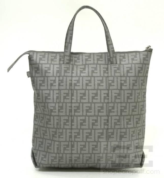   Grey Zucca Spalmati Monogram Coated Canvas Mens Large Tote Bag  