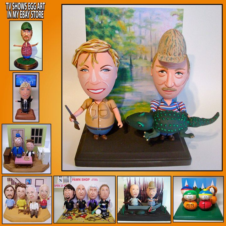 SWAMP PEOPLE TROY LANDRY & LIZ EGG ART FIGURES only 1  