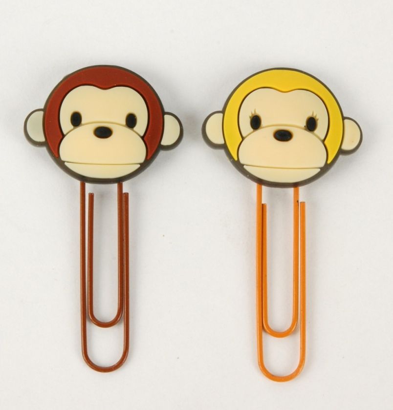 MONKEY PAPER CLIP BOOKMARK SET Animal Gift Kids School  