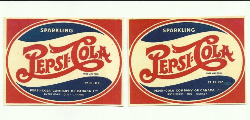 two vintage looking pepsi cola waterslide decals 4 x 3 great 