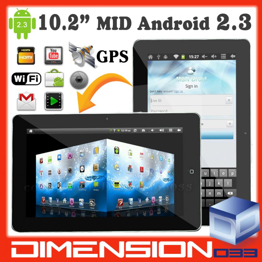 New 10.2 Google Android Tablet PC MID 4GB HDMI WiFi GPS Camera 512MB 