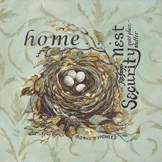 Home Bird Nest with Eggs Country Framed Picture Art  