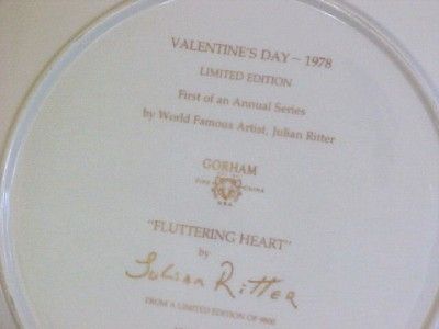 Gorham Plate Julian Ritter Valentine Fluttering Heart  